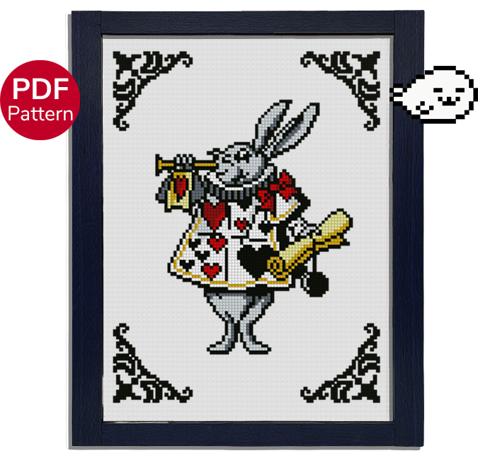 Alice's Wonderland Rabbit Cross Stitch - Rabbit Cross Stitch Pattern – Harp  Seal Crafts