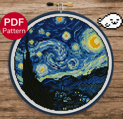 Starry Night - Van Gogh - Cross Stitch Pattern
