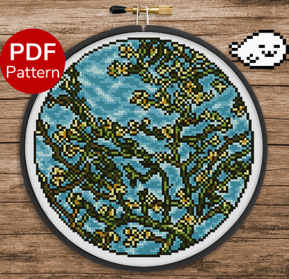 Van Gogh's Almond Blossoms - Cross Stitch Pattern