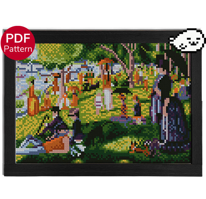 cross stitch pattern of the painting "A Sunday Afternoon on the Island of La Grande Jatte"