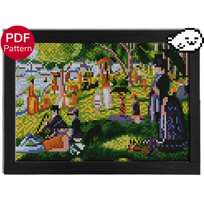 cross stitch pattern of the painting "A Sunday Afternoon on the Island of La Grande Jatte"