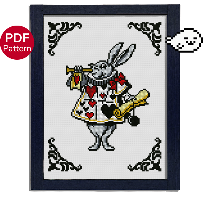 cross stitch pattern of the march hare from alice's wonderland