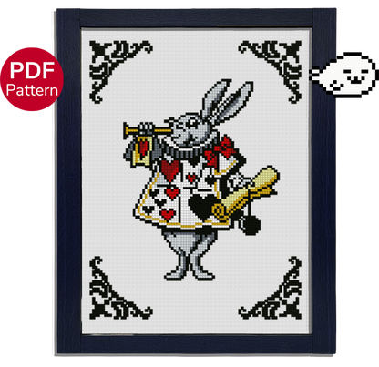 cross stitch pattern of the march hare from alice's wonderland