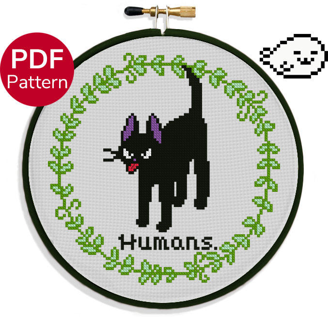 Anti-Social Black Cat - Cross Stitch Pattern