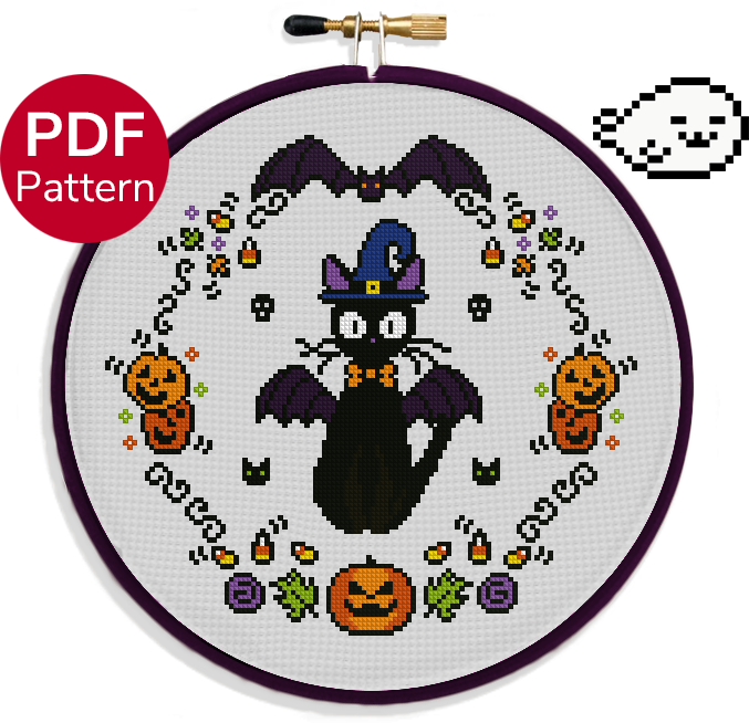 Bat Cat - Cross Stitch Pattern - Halloween