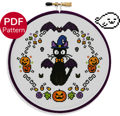 Bat Cat - Cross Stitch Pattern - Halloween