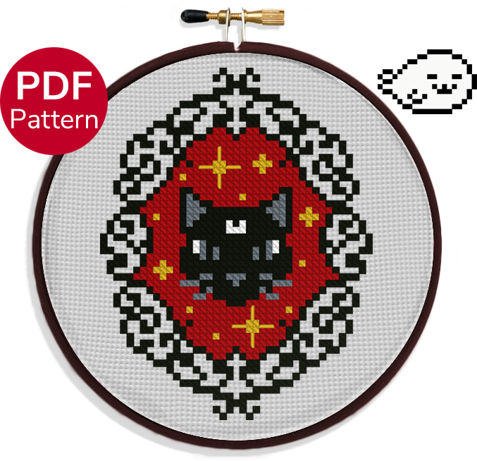 Gothic Black Cat Ornament - Cross Stitch Pattern