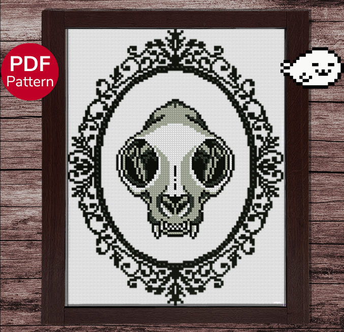 Cat Skull - Cross Stitch Pattern – Harp Seal Crafts