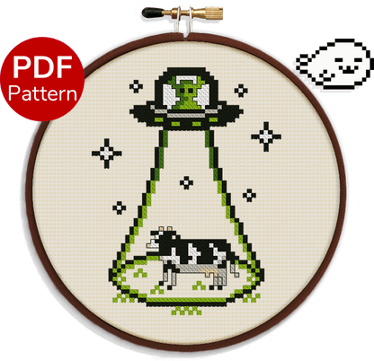 UFO Cow Abduction - Cross Stitch Pattern