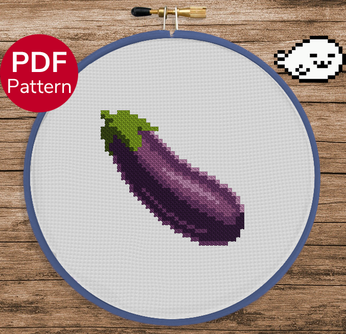 Eggplant Emoji - Cross Stitch Pattern