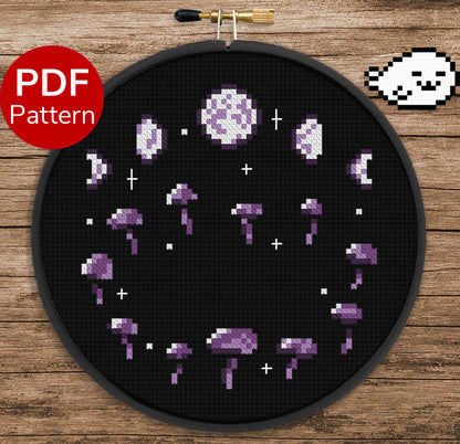 Fairy Ring - Violet Webcap - Mushroom Cross Stitch Pattern