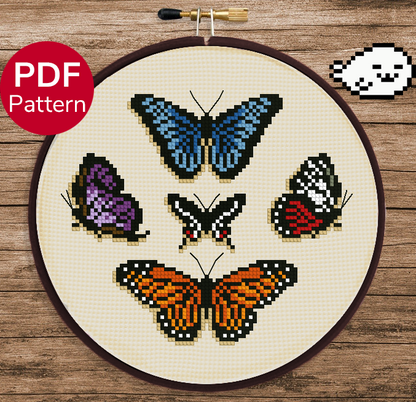 Five butterflies - Cross Stitch Pattern