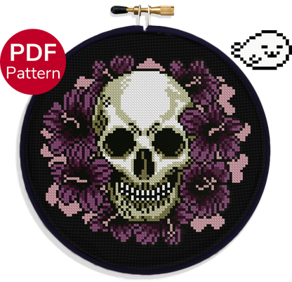 Skull with flowers - Cross Stitch Pattern