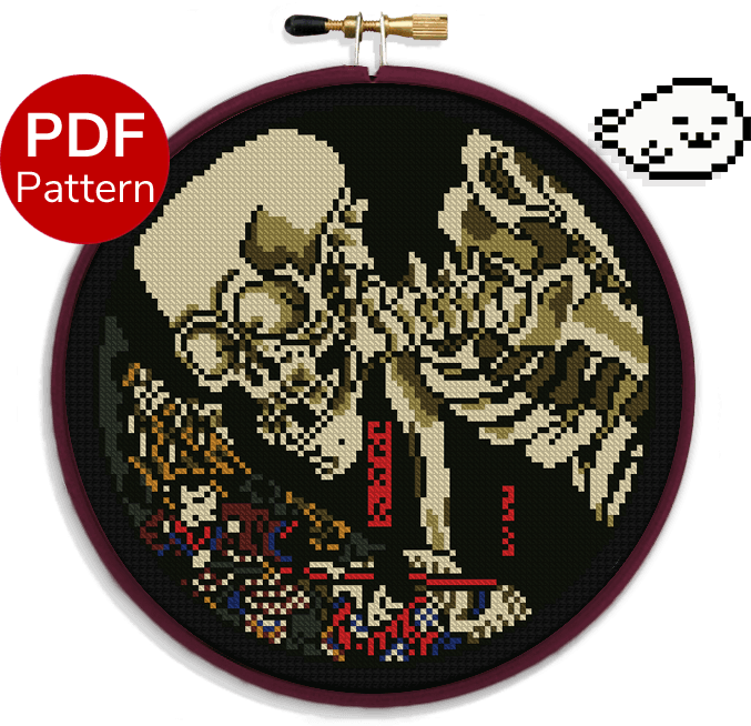 Takiyasha the Witch and the Skeleton Spectre - Utagawa Kuniyoshi - Cross Stitch Pattern