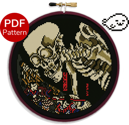 Takiyasha the Witch and the Skeleton Spectre - Utagawa Kuniyoshi - Cross Stitch Pattern