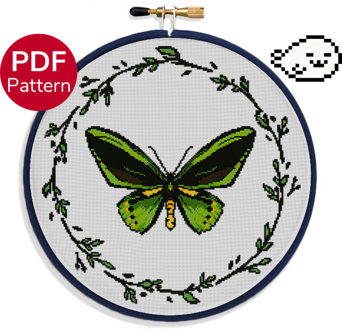 Green Birdwing Butterfly - Cross Stitch Pattern