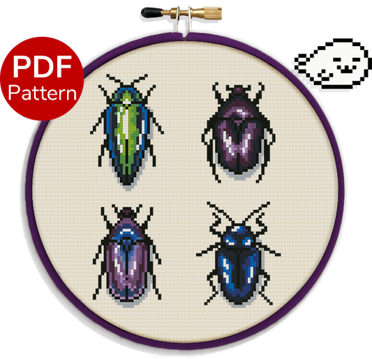 Four Scarab Beetles - Cross Stitch Pattern