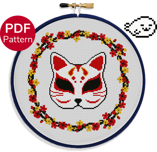 Kitsune Mask - Cross Stitch Pattern