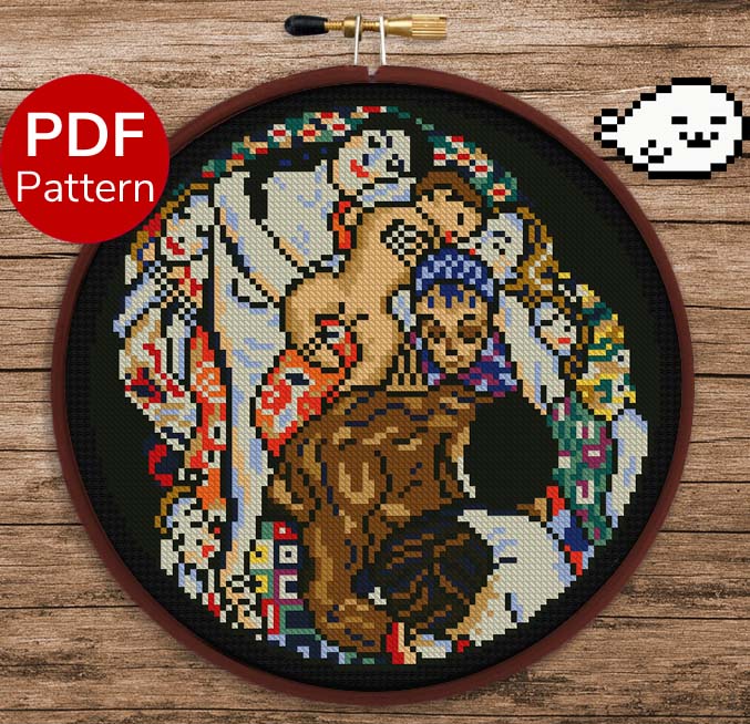 Death and Life - Life Side - Klimt - Cross Stitch Pattern