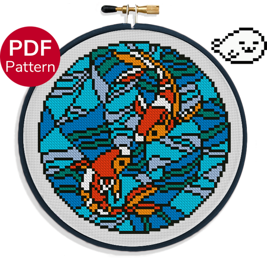 Koi Fish Stained Glass - Cross Stitch Pattern