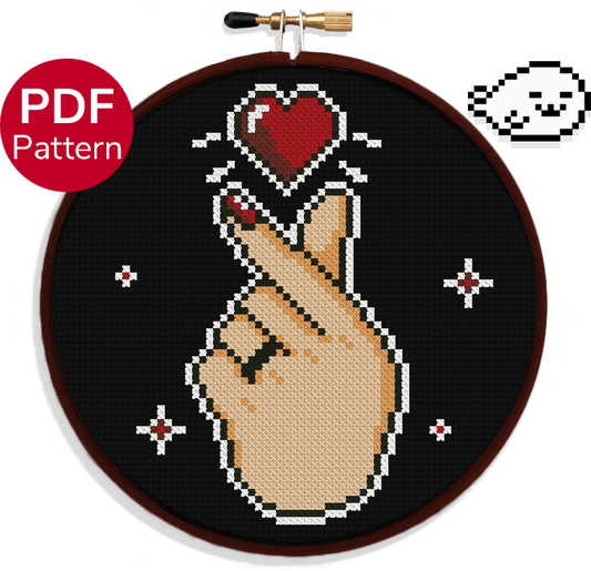 Red Korean Heart Sign - Cross Stitch Pattern