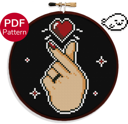Red Korean Heart Sign - Cross Stitch Pattern – Harp Seal Crafts