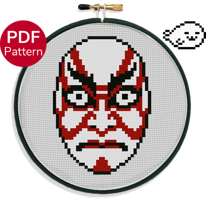 Kumadori Mask - Japanese Mask - Kabuki Makeup - Cross Stitch Pattern