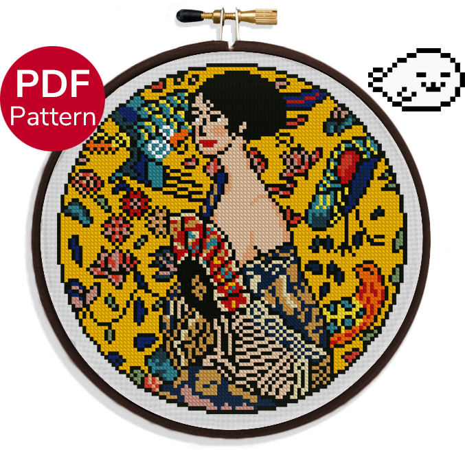 Lady with a Fan - Klimt - Cross Stitch Pattern
