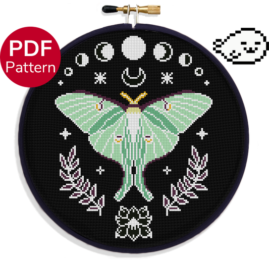 Mystical Luna Moth - Cross Stitch Pattern