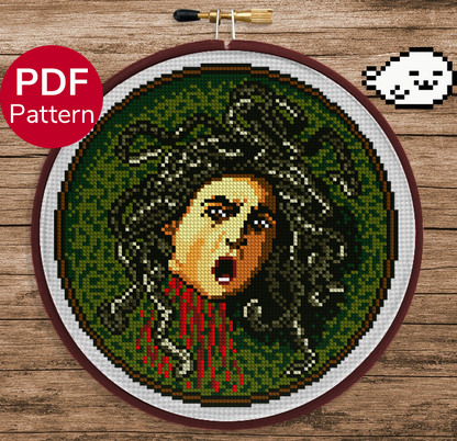 Medusa - Caravaggio - Cross Stitch Pattern