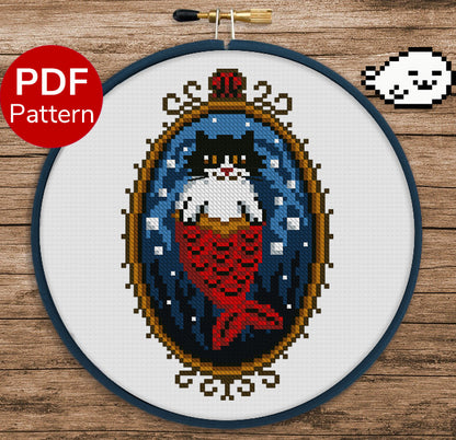 Mermaid Cat - Cross Stitch Pattern