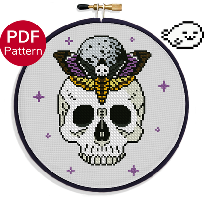 Death's-Head Hawkmoth in a Skull - Cross Stitch Pattern