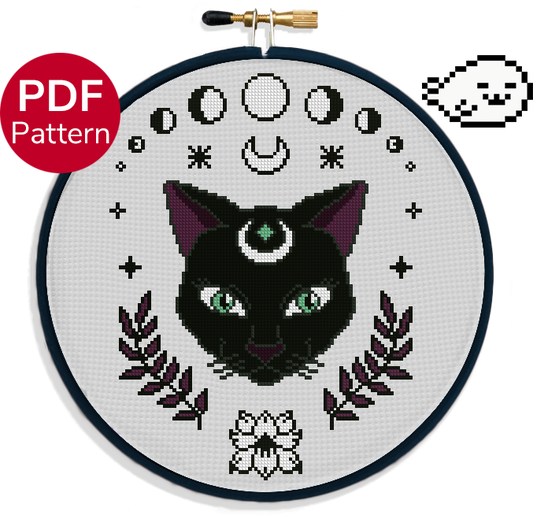 Black Mystical Cat - Cross Stitch Pattern