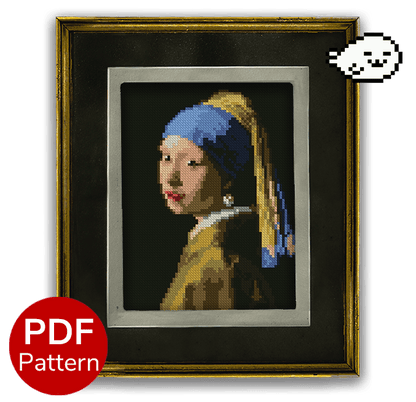 Girl With a Pearl Earring - Frame - Cross Stitch Pattern - Johannes Vermeer