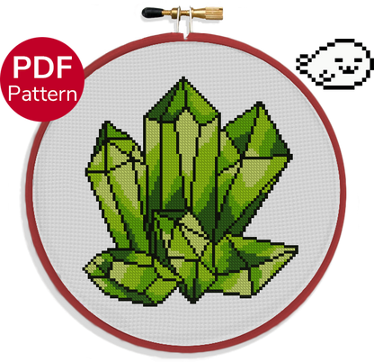Green Crystal - Cross Stitch Pattern - Peridot - Quartz - Gem