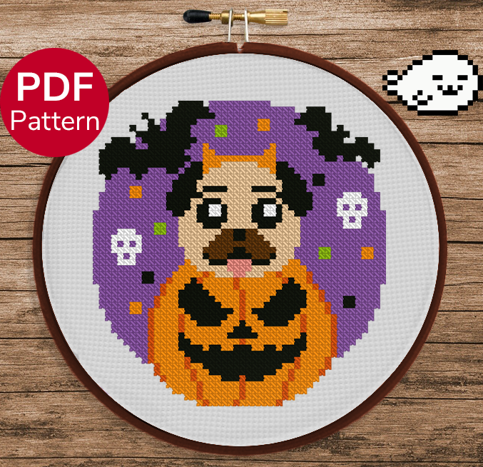 Halloween Pug - Cross Stitch Pattern