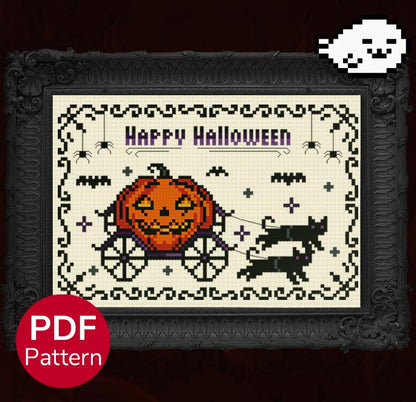 Pumpkin Coach - Happy Halloween - Cross Stitch Pattern