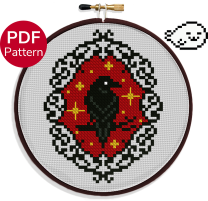 Gothic Raven Ornament - Cross Stitch Pattern