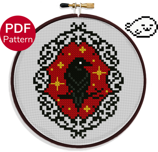 Gothic Raven Ornament - Cross Stitch Pattern