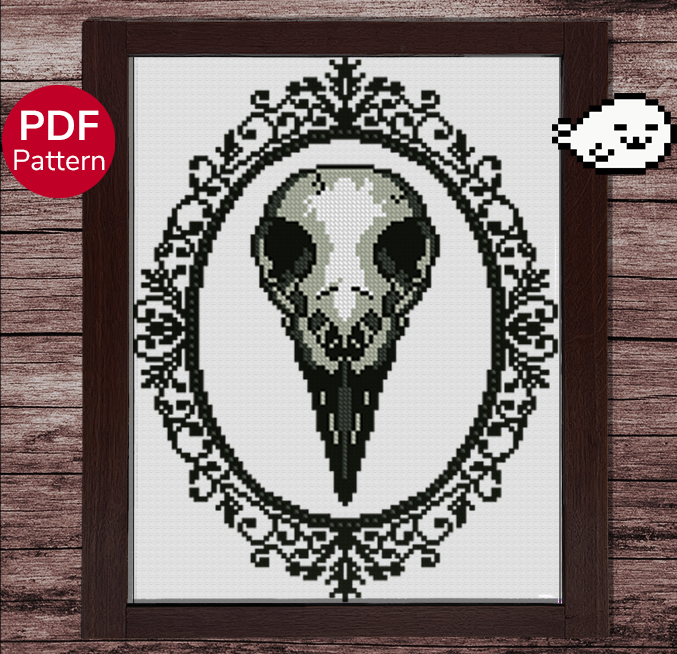 Raven Skull - Cross Stitch Pattern