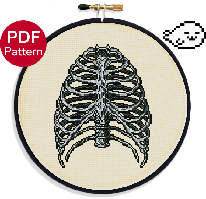 Cross Rib Pattern Rib Cage - Cross Stitch Pattern - Anatomical Cross Stitch – Harp Seal ...