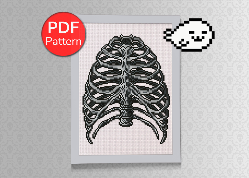 Cross Rib Pattern Rib Cage - Cross Stitch Pattern - Anatomical Cross Stitch – Harp Seal ...