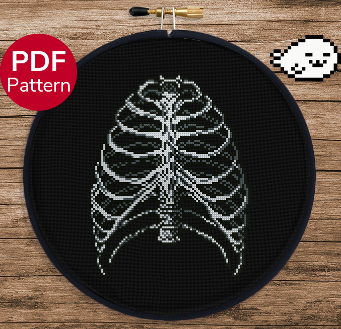 Rib Cage - Cross Stitch Pattern - Anatomical Cross Stitch – Harp Seal ...
