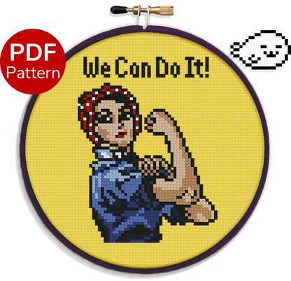 We Can Do It - Rosie the Riveter - Cross Stitch Pattern