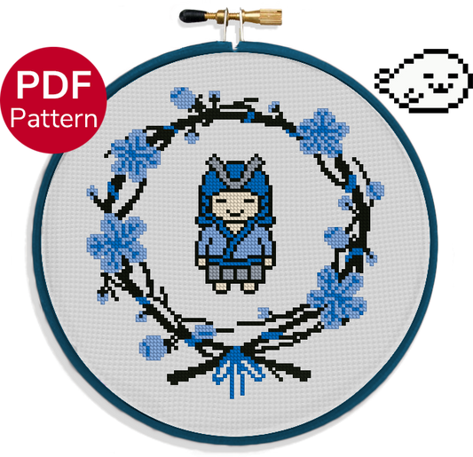 Blue Samurai - Cross Stitch Pattern