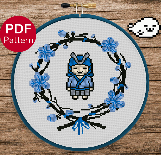 Blue Samurai - Cross Stitch Pattern