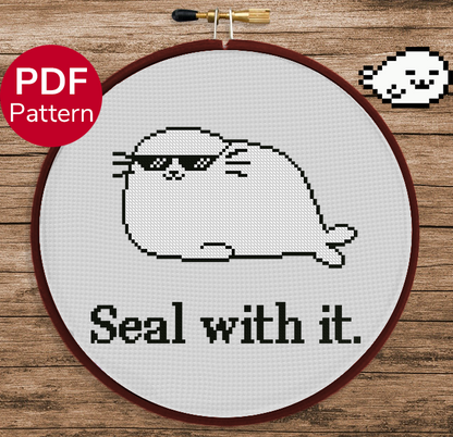 Deal with it - Seal With It - Cross Stitch Pattern