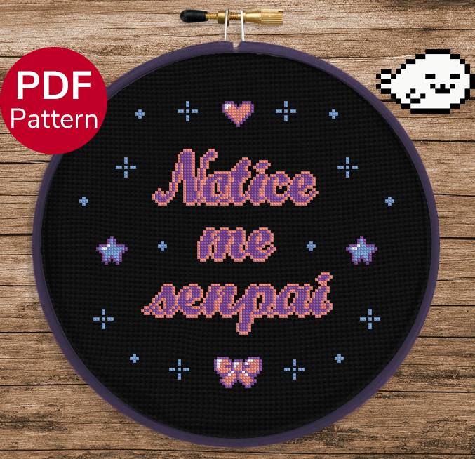 Notice me Senpai - Cross Stitch Pattern – Harp Seal Crafts