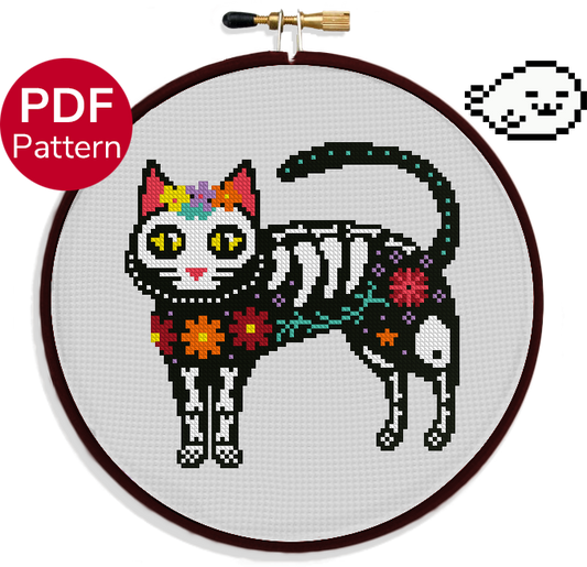 Sugar Skull Cat - Cross Stitch Pattern