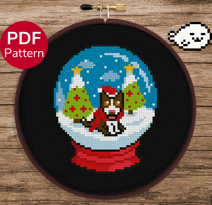 Dog in a Snow Globe  - Christmas - Cross Stitch Pattern